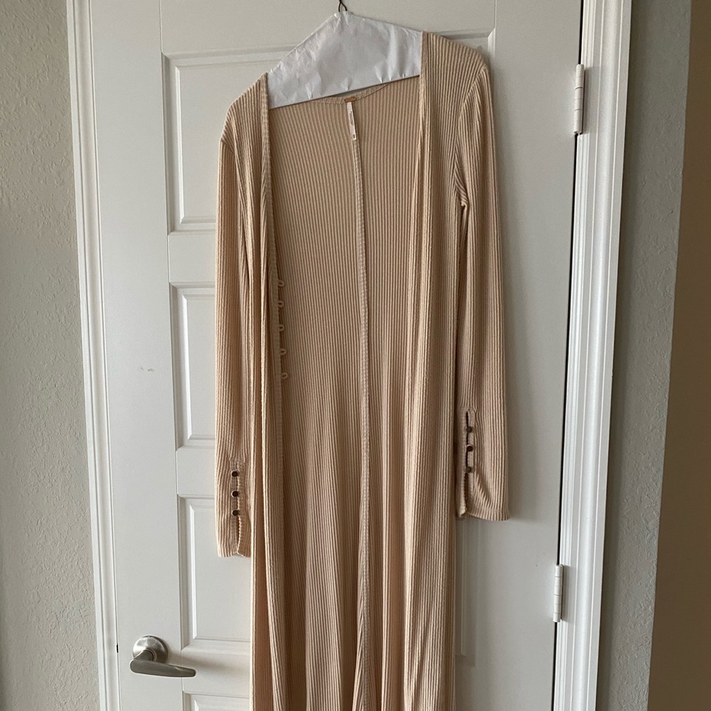 Free people beige/cream feather duster sweater